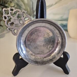 Antique Silver Metal Stede Porringer Bowl with Ornate Filigree Handle Stede